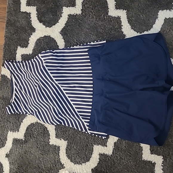 Lands' End Other - Lands End sz 14 petite two pieces swimsuit tankini shorts navy white stripe SW27